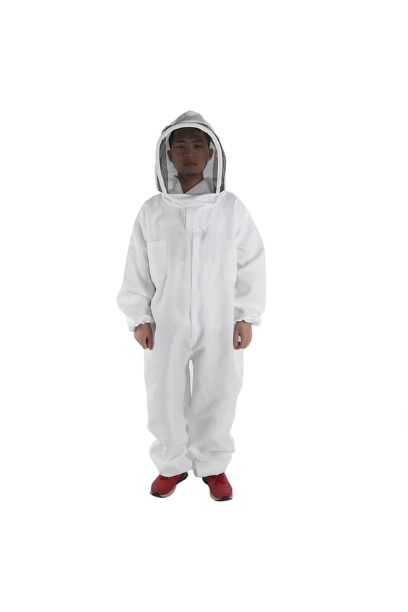 Professional Beekeeping Protective Full Body Jacket Smock Suit with Veil Hood (XXXL)