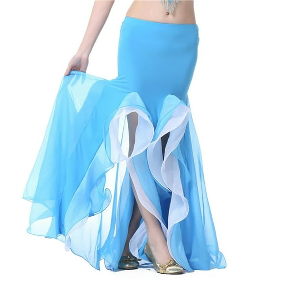 Professional Belly Dance Skirt For Women Elegant Double Split Skirt Adult Belly Dancing Performance Clothing Dance Wear