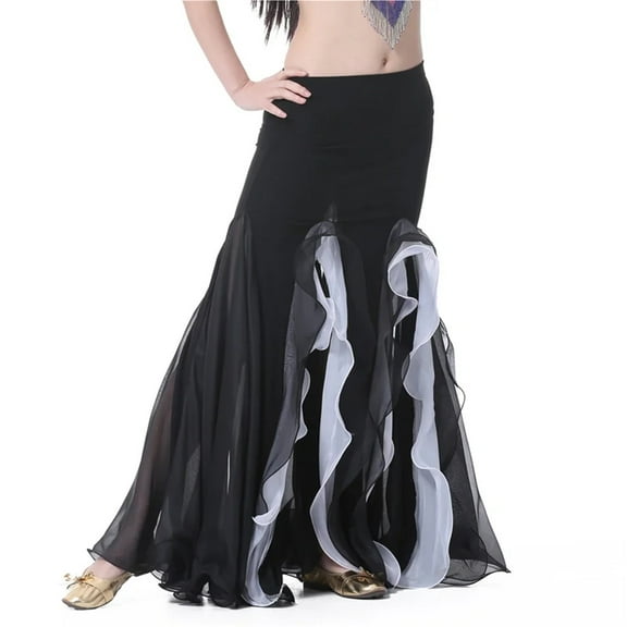 Professional Belly Dance Skirt For Women Elegant Double Split Skirt Adult Belly Dancing Performance Clothing Dance Wear