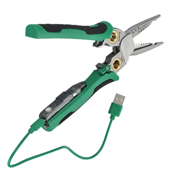 Professional Bent Handle Electrician Pliers With Builts In Voltages Tester And Wire Stripping Cutting Winding Function