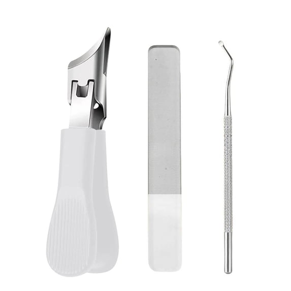 Professional Beveled Nail Clippers for Thick & Ingrown Toenails - Stainless Steel Trimmer Set with Non-Slip Handle, Wide Opening Design, 3 Trimmers for Seniors & Brittle Nails