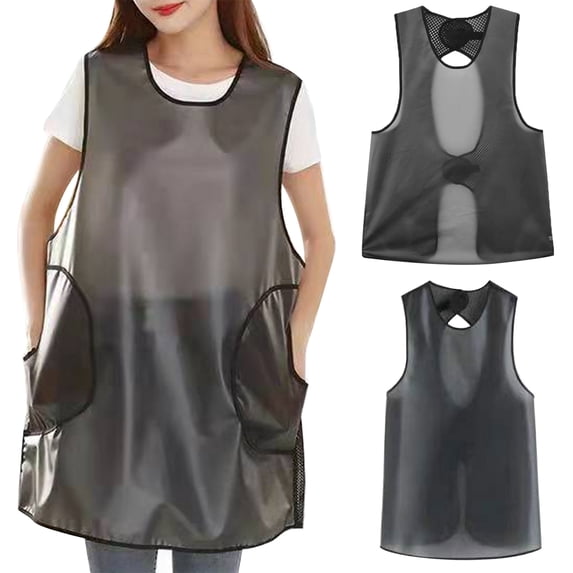 Professional Bib Apron for Chef - Waterproof Washable Aprons for Men and Women, Fastener Tape Fixation Back Mesh Design, with/without Pockets