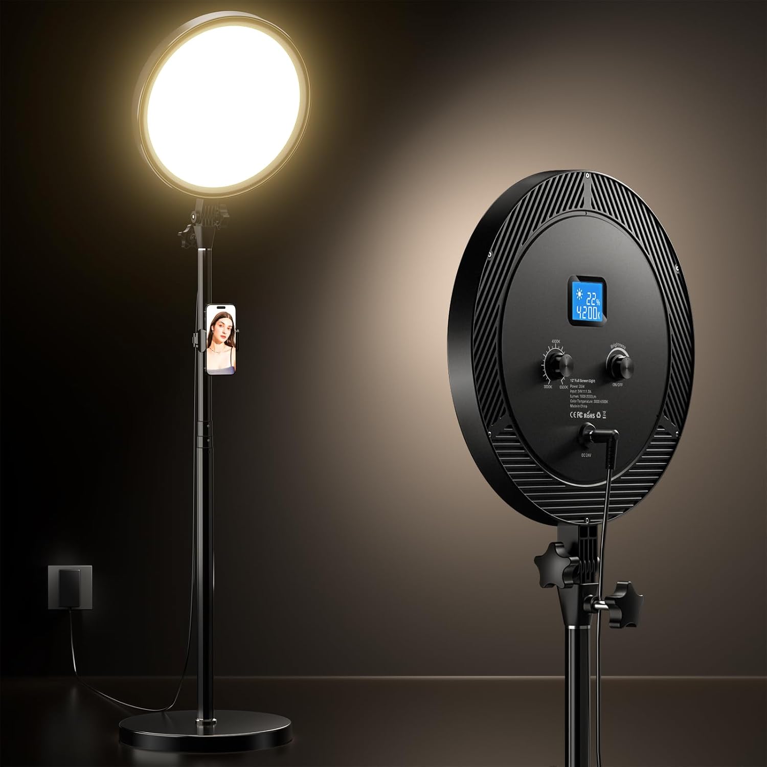 Anneau Lumineux LED 10 Pouces Avec Trépied - 3 Modes, 10 Luminosités, Réglable En Hauteur - Pour Selfie, Streaming, Maquillage