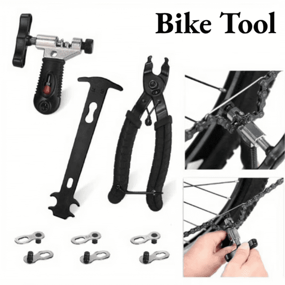 Professional Bike Bicycle Chain Repair Tool Kit Bike Chain Breaker Splitter Hook Plier Bike Chain Removal Tool Chain Wear Indicator Chain Checker