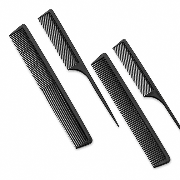 Professional Black Carbon Fiber Teasing Comb, Fine and Wide Tooth Hair Barber Comb For All Hair Types