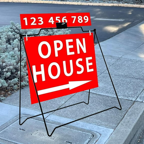 Professional Black Folding A-Frame for Open House Sign Real Estate Realtors Sidewalk (2 UNIT)