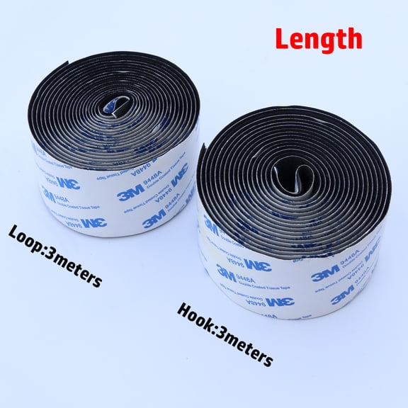 Professional Black Self-Adhesive Hook and Loop 2 Inch Wide x 10FT, All-Weather for Garage & Trim