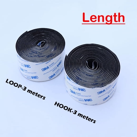Professional Black Self-Adhesive Hook and Loop  2 Inch Wide x 10FT, All-Weather for Garage & Trim
