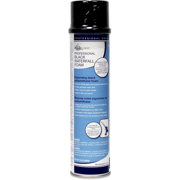 Professional Black Waterfall Foam Sealant for Streams and Waterfalls, Fills Gaps Between Rock and Boulder to Direct Flow, Fast Drying Polyurethane Expanding Foam, 30096