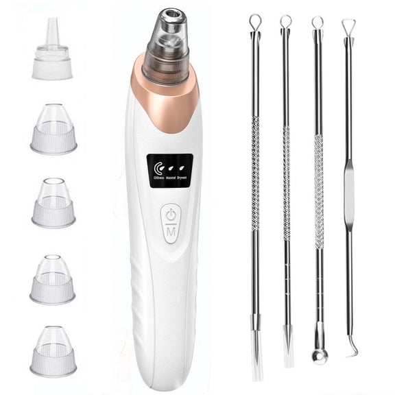 Professional Blackhead Remover Tools,3 Adjustable Suction Levels Blackhead Extractor,Rechargeable Pore Cleaner with 5 Probes,White