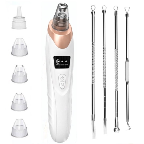 opetee Professional Blackhead Remover Tools,3 Adjustable Suction Levels Blackhead Extractor,Rechargeable Pore Cleaner with 5 Probes,White