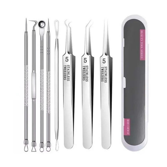 Professional Blackhead Remover Tweezers Set for Facial Skin Care Stainless Steel Pimple Extractor Comedone Beauty Tool for Acne Treatment