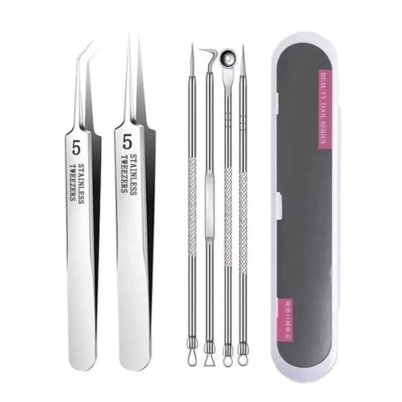 Professional Blackhead Remover Tweezers Set for Facial Skin Care Stainless Steel Pimple Extractor Comedone Beauty Tool for Acne Treatment
