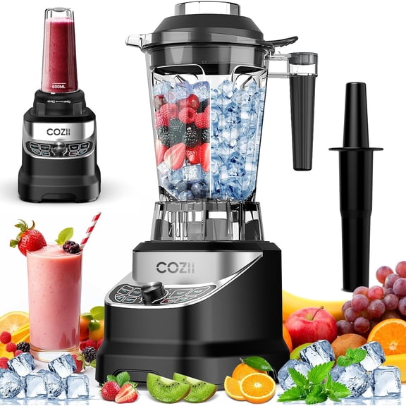 Professional blender 2000, kitchen use smoothie tabletop blender, 7 preset programs for crushed ice/frozen drinks/dips/nut butter, high speed, dishwasher safe (dark)