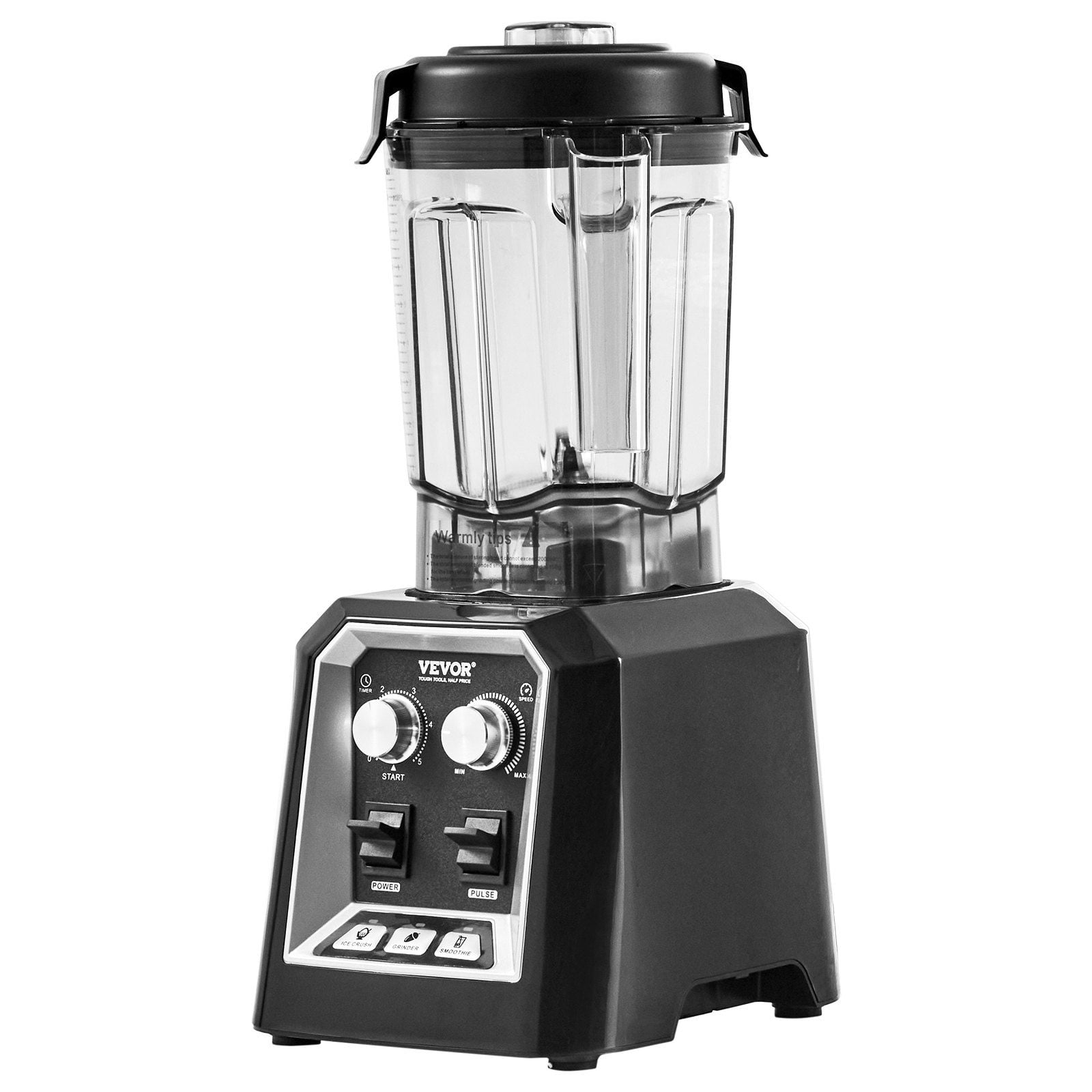 VEVOR Black Stainless Steel Commercial Countertop Blender with Variable Speed