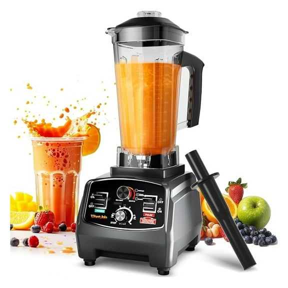 Professional Blender Countertop Blender,Blender for kitchen Max 1800W High Power Home and Blender with Timer, Smoothie Maker 2200ml for Crushing Ice, Frozen Dessert (Grey)