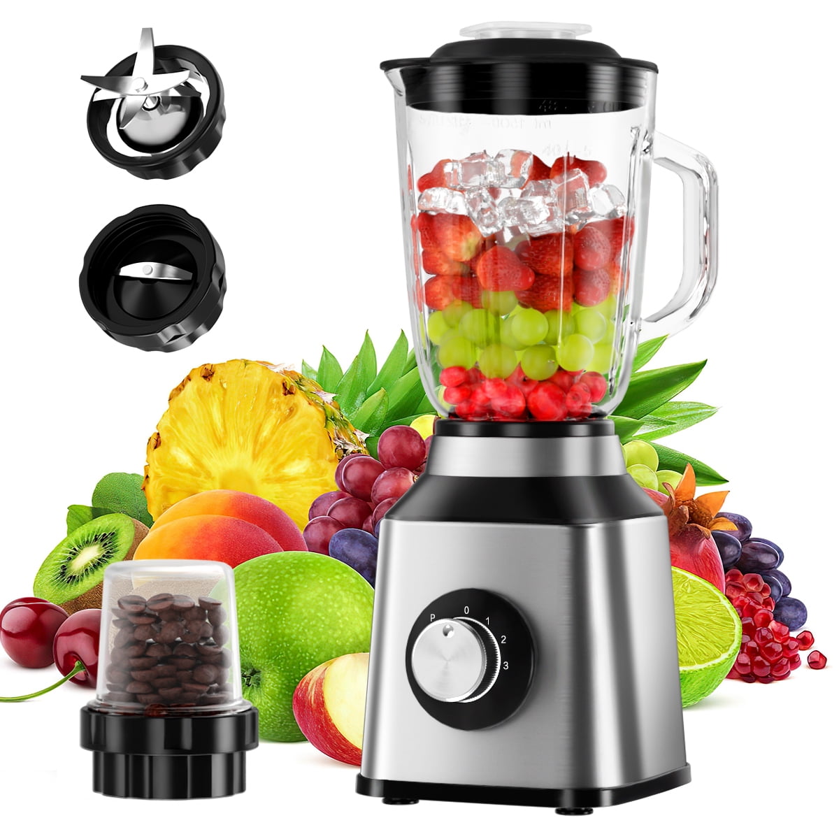 Professional Blender, Countertop Blenders with 52 oz Glass Jar, 850W High  Power Stainless Steel Blender for Shakes, Smoothies,Purees