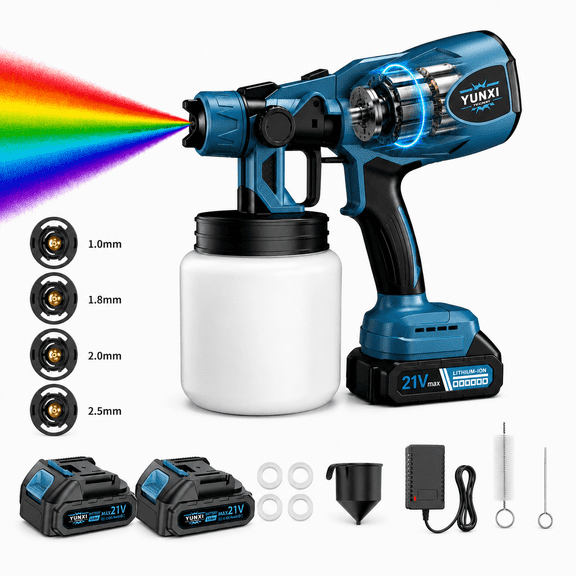 Professional Blue Air Spray Gun, Gravity Type HVLP Sprayer for Primer, Topcoat and Clear Coat Applications