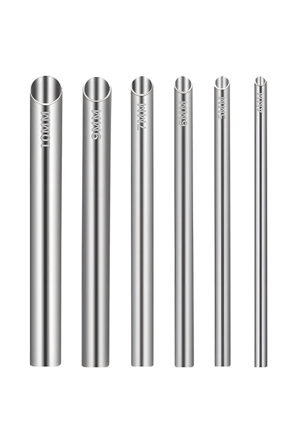 Professional Piercing Receiving Tubes, 6 Pack 14G-00G Stainless Steel Mirror Polished Transfer & Guiding Tubes for Piercer Equipment