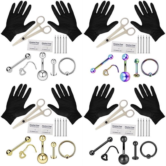Professional Body Piercing Tool Kit Ear Nose Navel Eyebrow Lip Nose Needles Set