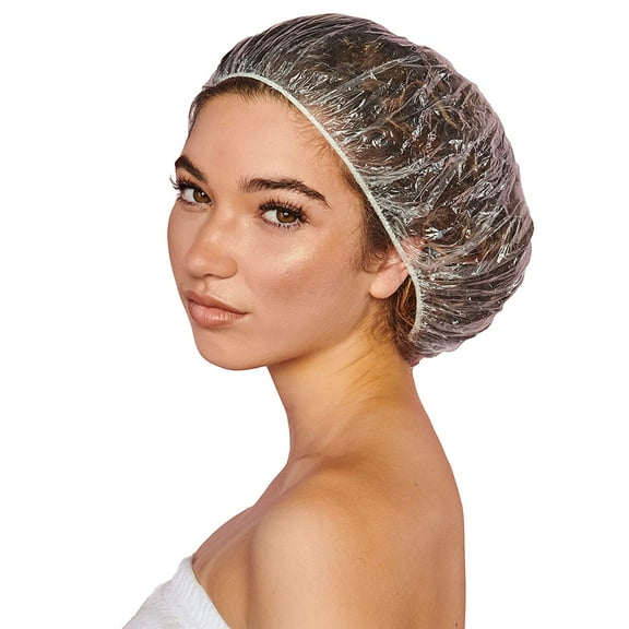 Professional Bouffant Processing Caps, Single Use, Contain Hair During Perms, Conditioners, Relaxers, and Coloring, Extra Large, Clear Plastic, Usable as Shower Cap, 100 Per Pack