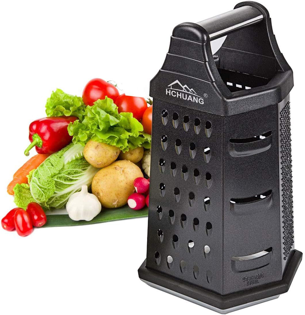 Professional Box Grater,Nonstick Coating Stainless Steel with 6 Sides -  Vegetable Chopper, Kitchen Cutter, Shredder for Cheese & Vegetables (6-in-1)