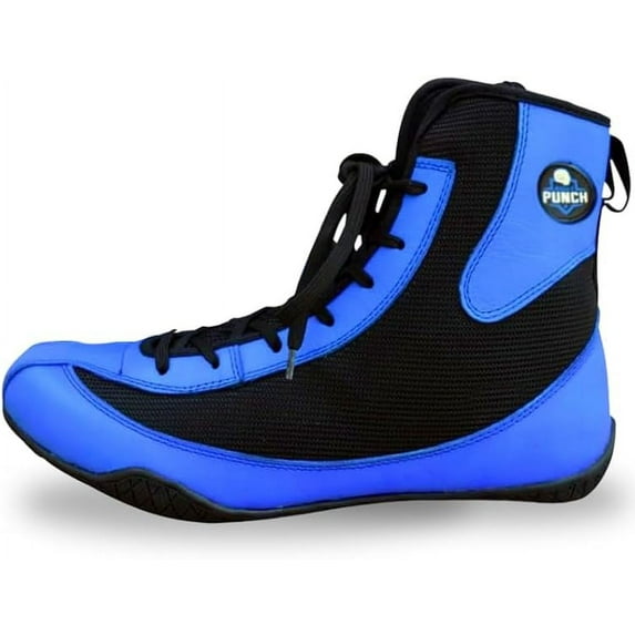 Professional Boxing Shoes Breathable Wrestling Shoes, Training Shoe for Adult & Youth Men Women Non Slip Rubber Sole Lightweight Boots (Blue & Black, 4)