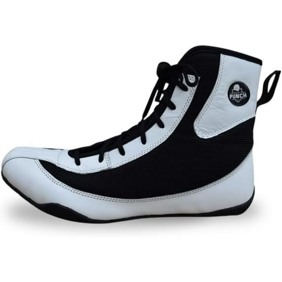 Professional Boxing Shoes Breathable Wrestling Shoes, Training Shoe for Adult & Youth Men Women Non Slip Rubber Sole Lightweight Boots (White & Black, 7)