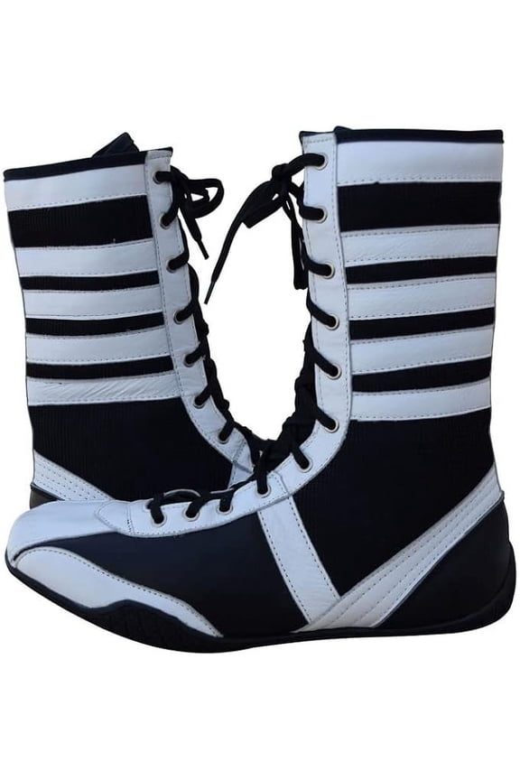 Professional Boxing Shoes Breathable Wrestling Shoes, Training Shoe for Adult & Youth Men Women Non Slip Rubber Sole Lightweight Boots (White & Black, 7)