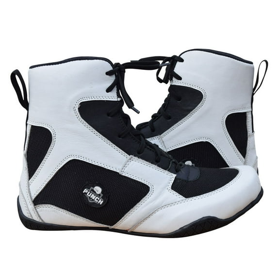 Professional Boxing Shoes Breathable Wrestling Shoes, Training Shoe for Adult & Youth Men Women Non Slip Rubber Sole Lightweight Boots (White & Black, 9)