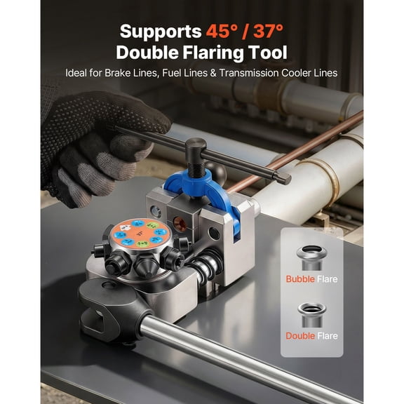 Professional Brake Line Flaring Tool, 45 & 37 Degree Double Flare Bubble Flare Tool Kit for 3/16", 1/4", 5/16", 3/8" Copper Aluminum Thin Steel Tubes