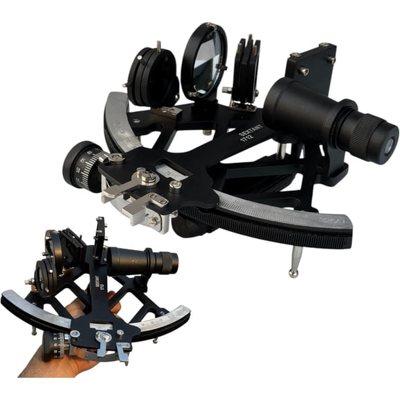 Professional Brass & Aluminum Nautical Sextant 9 Inch Marine Navigation Instrument with Telescope, Celestial Navigation Tool for Sailors, Maritime Collectible & Gift