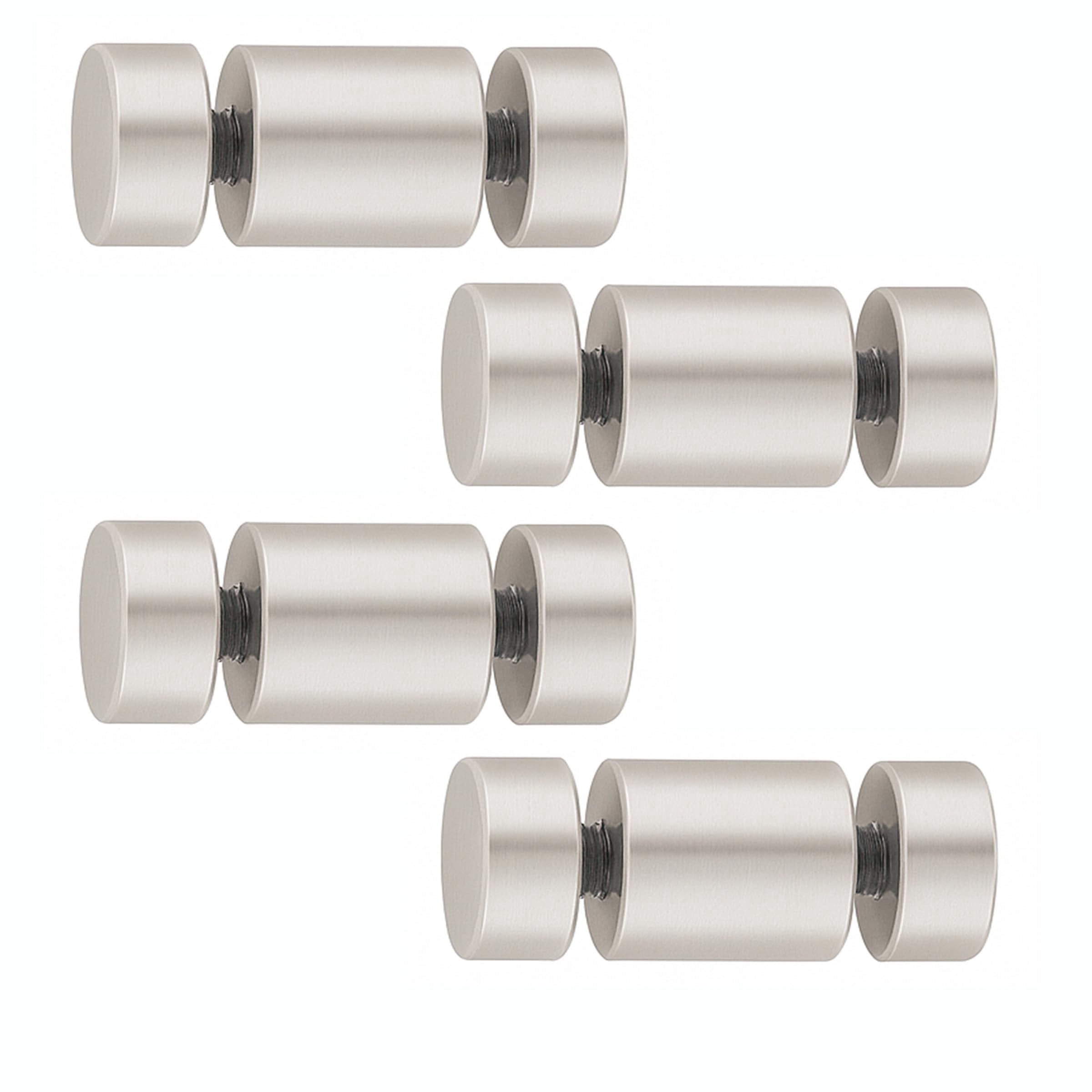 Double-Panel Stand-Offs | Professional Brass & Aluminum Sign Mounting Hardware Heavy-Duty Display Supports for Informational Signage 4 Pack (Brushed Silver, .98" D x .98" L)