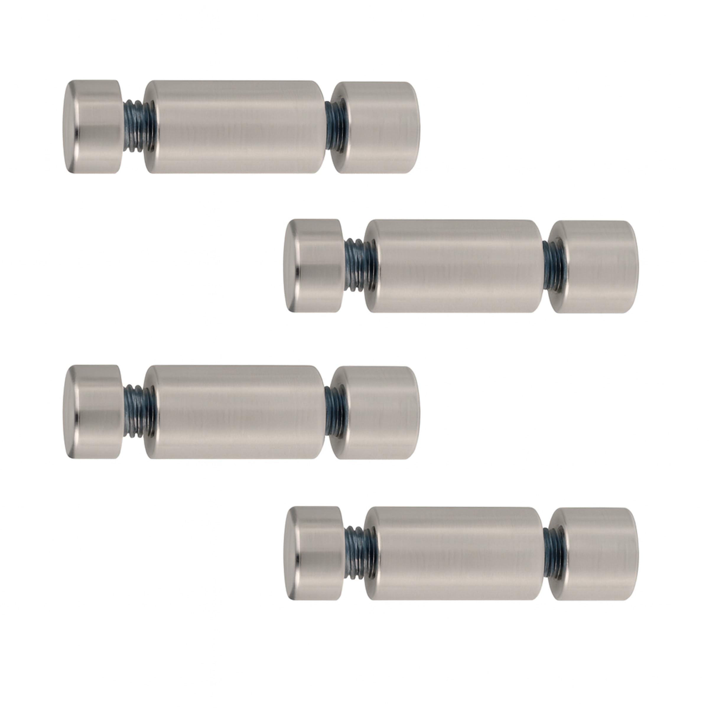 Double-Panel Stand-Offs | Professional Brass & Aluminum Sign Mounting Hardware Heavy-Duty Display Supports for Informational Signage 4 Pack (Satin Chrome, .47" D x .79" L)