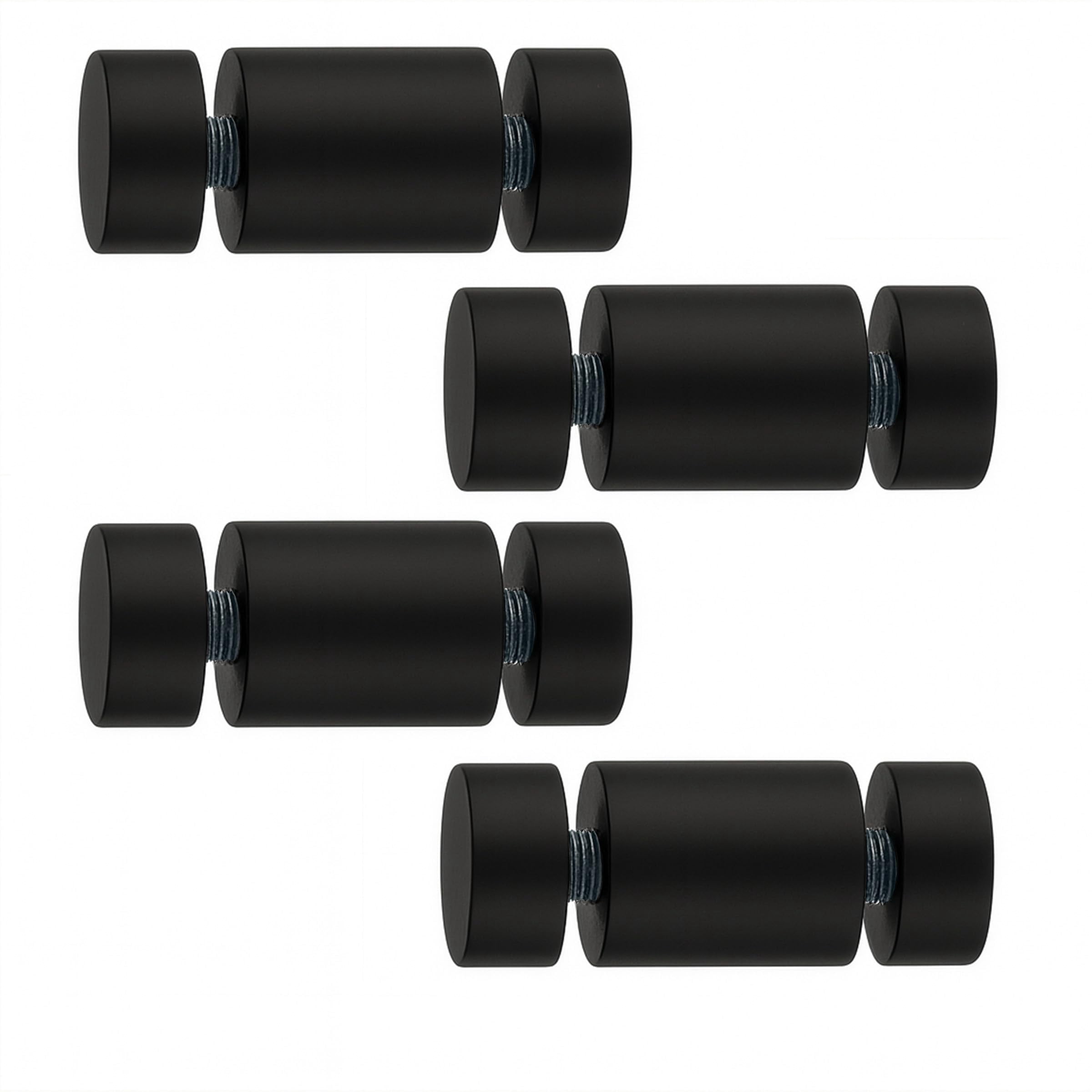 Double-Panel Stand-Offs | Professional Brass & Aluminum Sign Mounting Hardware Heavy-Duty Display Supports for Informational Signage 4 Pack (Black, .98" D x .98" L)