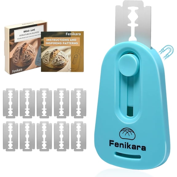 Professional Bread Lame,Upgraded Extractable & Magnetic Bread Lame Dough Scoring Tool,Premium Sourdough scoring tool for Sourdough Bread baking & Bread Making Tools,Includes 10 Razor Blades (Blue)