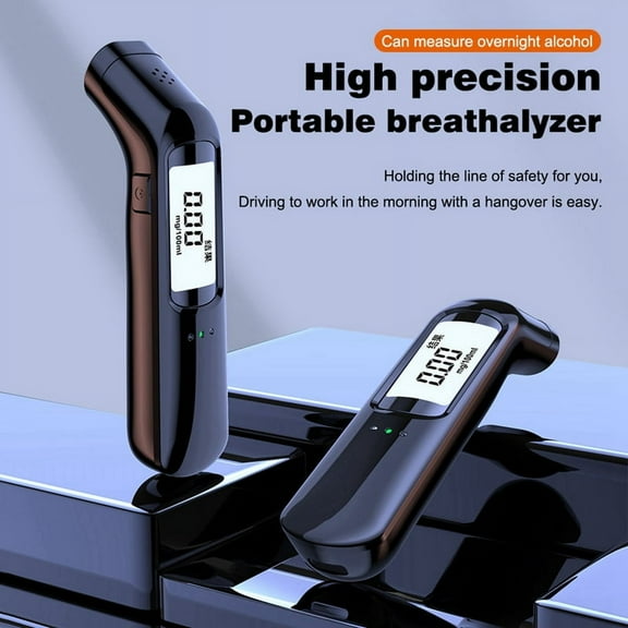 Professional Breathalyzer with High Accuracy Non-Contact Alcohol Tester with Voice Alert and Color Indicators,1 x alcohol tester 1 x charging cable,Black
