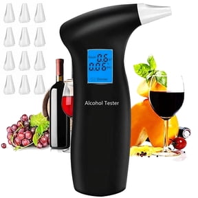 Professional Breathalyzer with LCD Screen and Semiconductor Sensors - Accurate Alcohol Tester with 12 Mouthpieces for Personal and Professional Use,Ideal for Police and Alcohol Testing