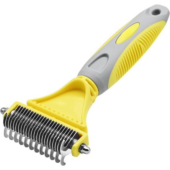 Professional Brush for Shedding, Undercoat Rake for Medium and Long Haired & Double Coated Dogs, Double Sided Design with 12+23