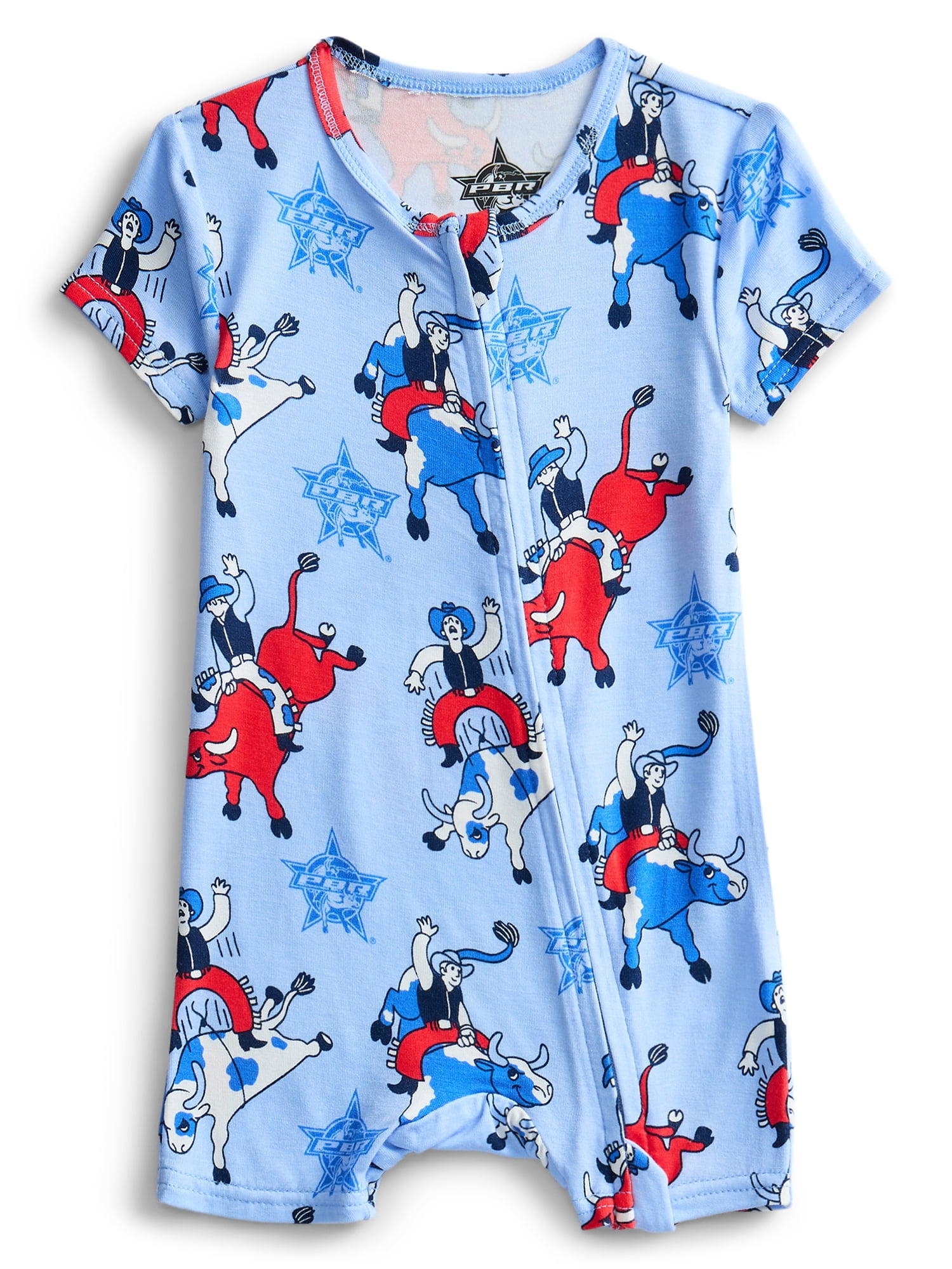 Professional Bull Rider Baby Boys Cozy and Comfortable Patriotic Americana Shortie Romper, Sizes NB-24M
