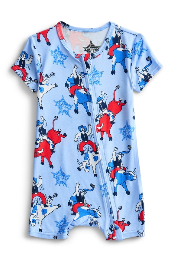 Professional Bull Rider Baby Boys Cozy and Comfortable Patriotic Americana Shortie Romper, Sizes NB-24M