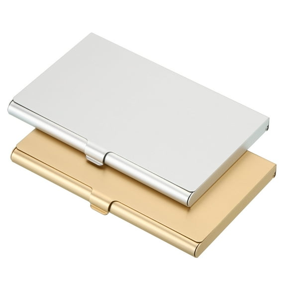 Professional Business Card Holder Aluminum Slim Pocket Credit Card Case, Gold, Silver 2 Pack