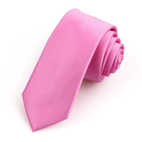 Professional Business Necktie for Men, Slim Skinny Tie, Waterproof Solid Color Satin Finish, Formal Suit Tie for Office and Professional Events, Wrinkle Resistant and Stain Proof Neckwear Pink