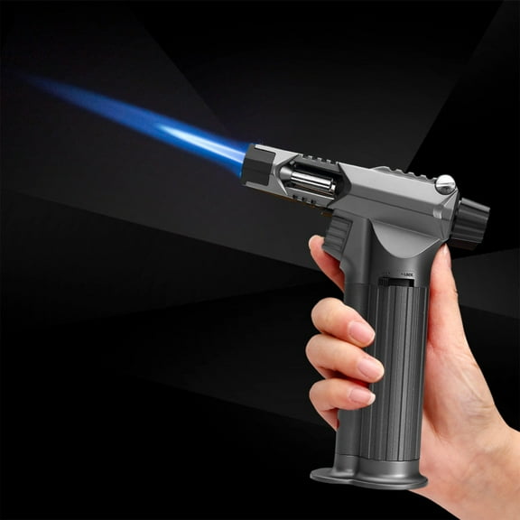 Professional Butane Torch Lighter, Refillable Kitchen Cooking Lighter with Safe Lock, Adjustable Super Strong Blue Flame, Windproof Design, for BBQ, Camping, Candle Lighting, Culinary Torch