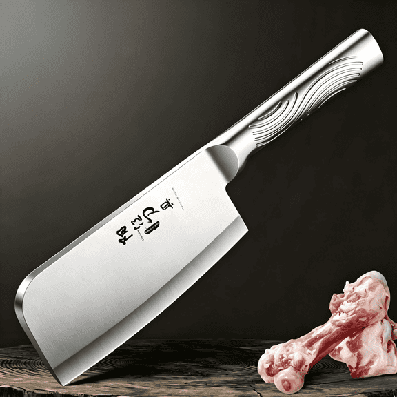 Professional Butcher Cleaver Knife 3CR13 Stainless Steel Meat Cleaver for Chopping Bones, Cutting Meat and Poultry Full Tang One-Piece Construction