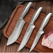 Professional Butcher Knife Set of 3, Plys All Steel Meat Carving Breaking Boning Knife , Sharp for Meat Cutting Home Kitchen Cooking BBQ