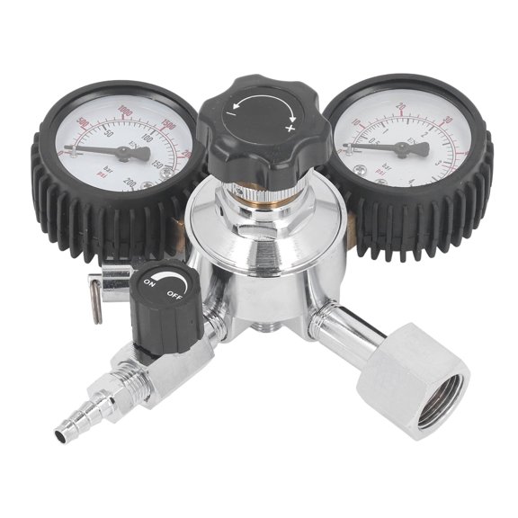 Professional CO2 Beer Keg Pressure Regulator, High-Precision Dual Gauge Carbonation Dispenser Valve with Hose for Soda Water & Home Brewing Systems (18.0 x 17.0 x 11.0 in / 45.7 x 43.2 x 27.9 cm)