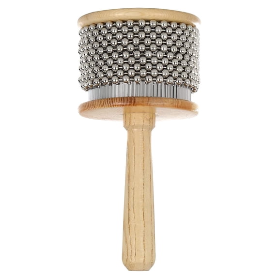 Professional Cabasa Percussion Instrument with Stainless Steel Beads, Wooden Handle Latin Hand Shaker for Music Education Classroom Band
