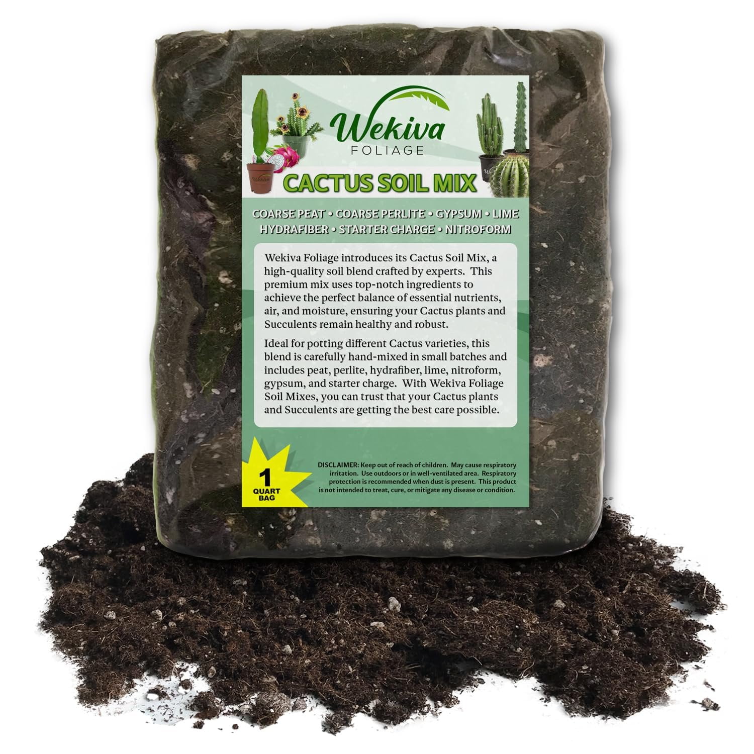 Cactus and Succulent Soil Mix 2 Quarts - Custom Soil Blend Potting Mix ...