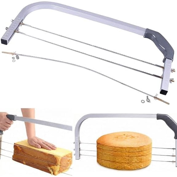 Professional Cake Cutter Slicer Leveler, Commercial 4 Layers Adjustable Stainless Steel Cakes Slice, Large Bread Cutter Toast Cutting Saw, Straight Spatula Baking Level Stratification Birthday Tools